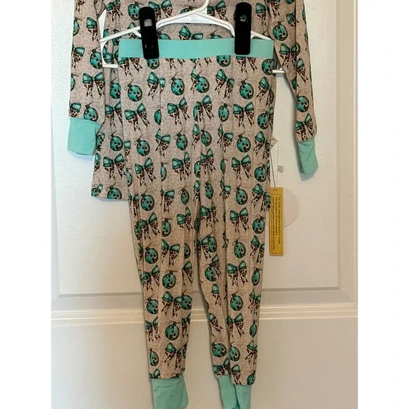 Gigi's Closet Toddler Girls 3T Pajamas Long Sleeve Pants Set Ornaments Bows - Picture 2 of 7